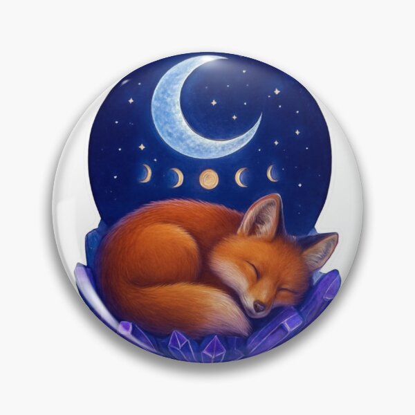 Item preview, Sleeping Fox on Crystals Under Crescent Moon designed and sold by orion-okeanos.