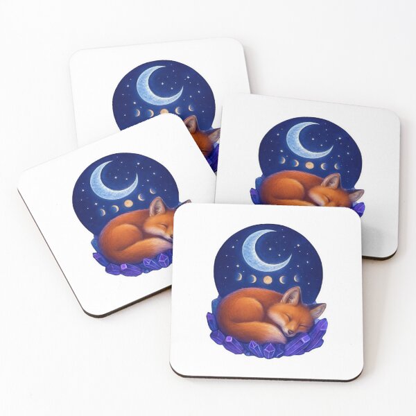 Item preview, Sleeping Fox on Crystals Under Crescent Moon designed and sold by orion-okeanos.