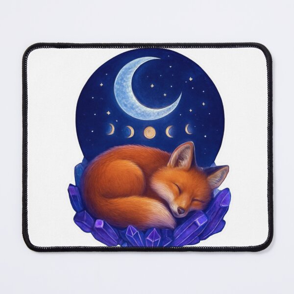 Item preview, Sleeping Fox on Crystals Under Crescent Moon designed and sold by orion-okeanos.