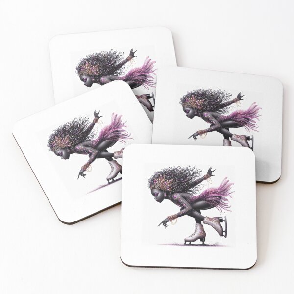 Item preview, Obsidian Glide Queen – Afrofuturist Ice Skater in Precision Motion designed and sold by Lucienne Reimagined.