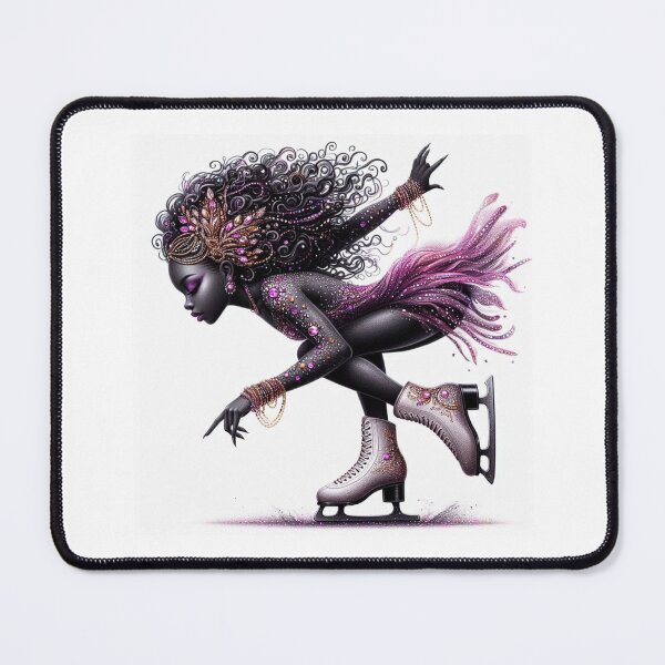 Item preview, Obsidian Glide Queen – Afrofuturist Ice Skater in Precision Motion designed and sold by Lucienne Reimagined.