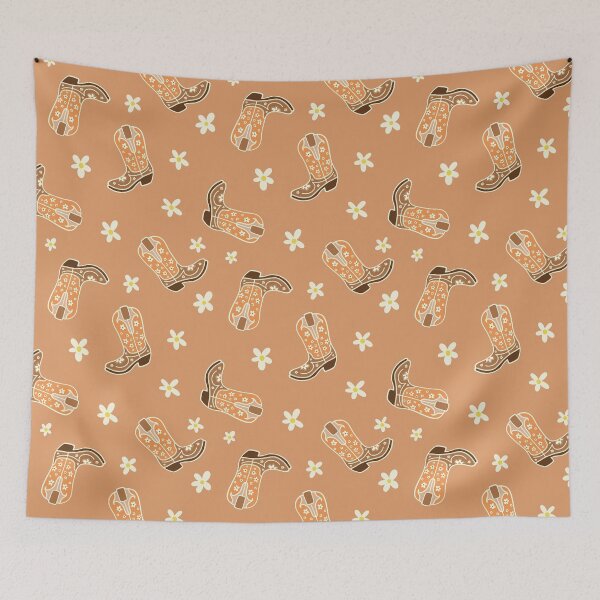 Item preview, Orange Floral Cowgirl Boots Pattern designed and sold by MoonwillowArt.