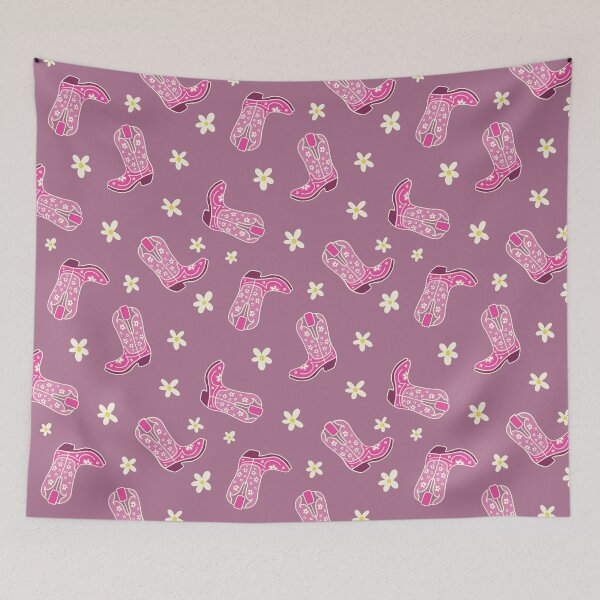 Item preview, Pink Floral Cowgirl Boots Pattern designed and sold by MoonwillowArt.