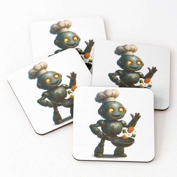 Item preview, Cute Chef Robot Cooking Vegetables designed and sold by Yomere.