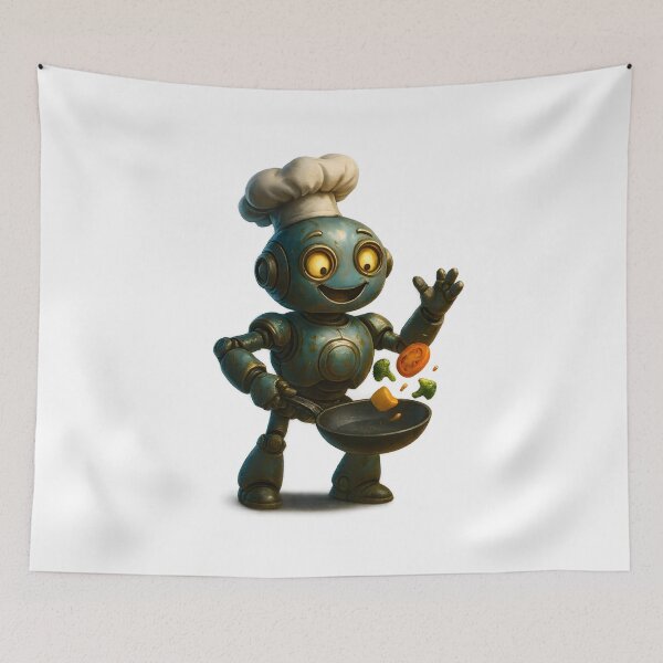 Item preview, Cute Chef Robot Cooking Vegetables designed and sold by Yomere.