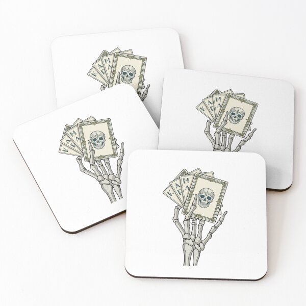 Item preview, Geometric Karma Tarot Hand – Art Deco Skeleton Skull Illustration designed and sold by SillyWorldCo.