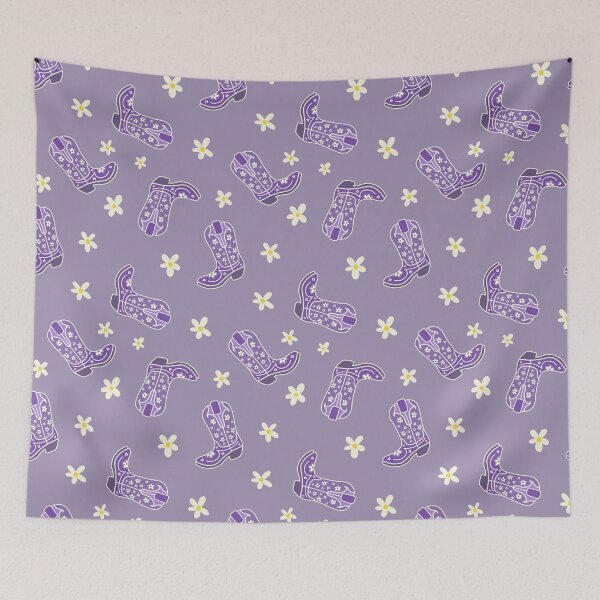 Item preview, Purple Floral Cowgirl Boots Pattern designed and sold by MoonwillowArt.