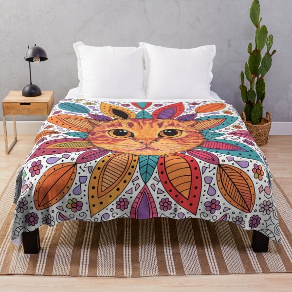 Item preview, Boho Mandala Cat Illustration | Floral Tribal Cat Art | Vintage Ethnic Animal Design designed and sold by Anime9122.
