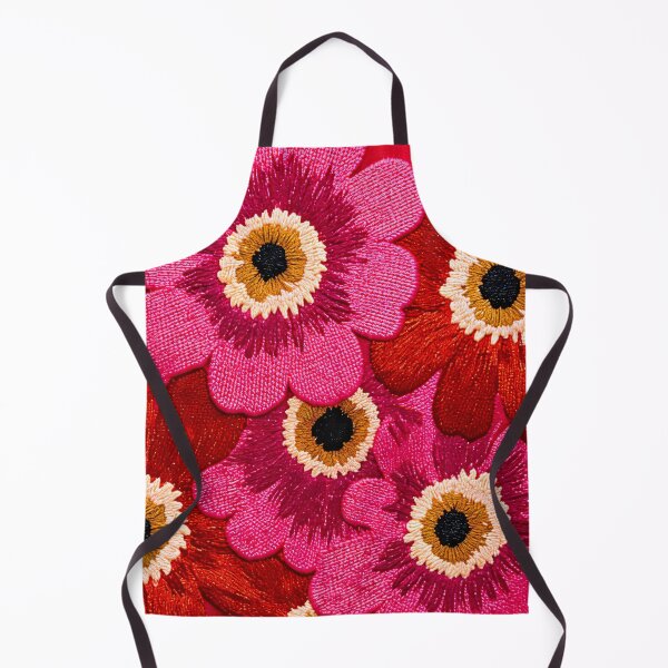 Item preview, Pink & Red Floral Embroidery-Style Pattern on Red Background designed and sold by MaisonMaroMara.