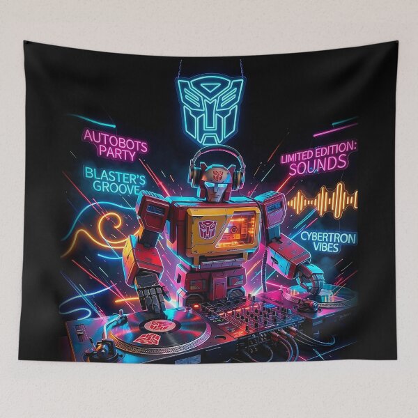 Item preview, Blaster DJ - Autobots Party Cybertron Vibes Neon Art designed and sold by keythxctrs.