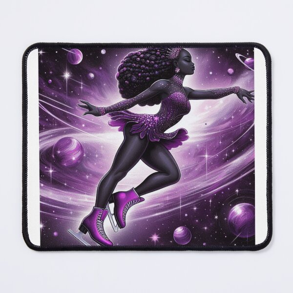 Item preview, Celestial Orbit Queen – Afrofuturist Ice Skater in Cosmic Motion designed and sold by Lucienne Reimagined.