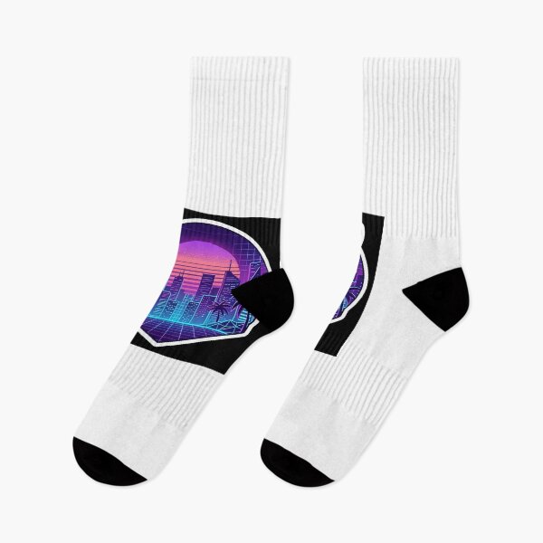 Item preview, A stylish cyberpunk cat with neon glasses, floating over a synthwave city. White border for sticker. designed and sold by Yogeshrock.
