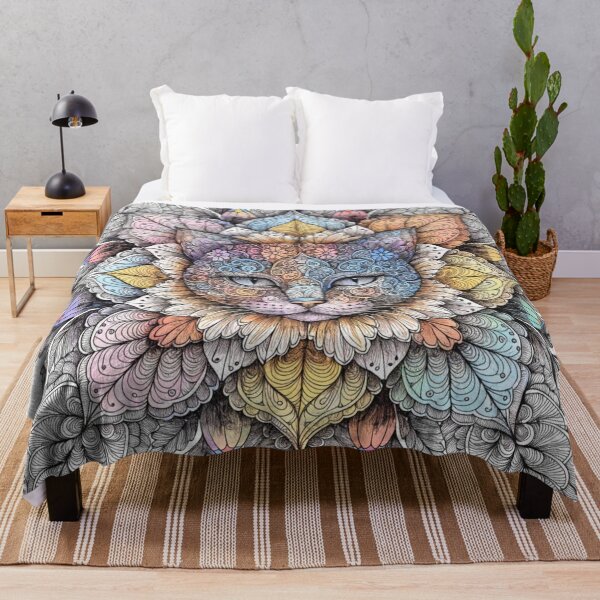 Item preview, Boho Mandala Cat Illustration | Floral Tribal Cat Art | Vintage Ethnic Animal Design designed and sold by Anime9122.