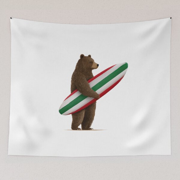 Item preview,  Strong brown bear, holding a surfboard designed and sold by PinkBossStudio.