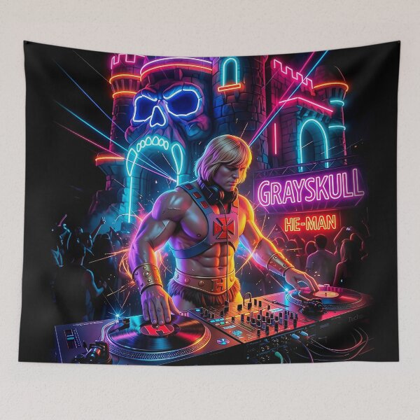 Item preview, He-Man DJ - Masters of the Grayskull Rave Neon Art designed and sold by keythxctrs.
