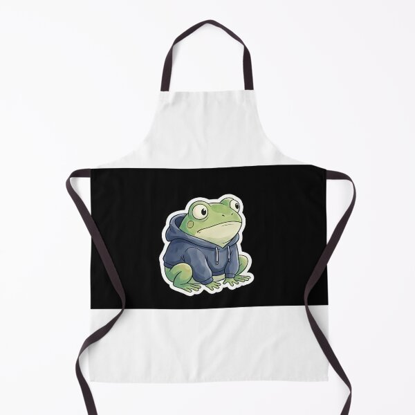 Item preview, A cute, round frog looking confused, wearing a tiny hoodie. White border for sticker. designed and sold by Yogeshrock.