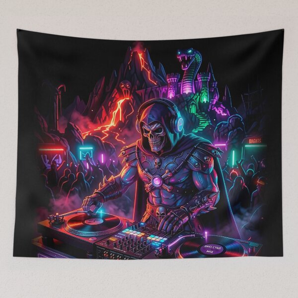 Item preview, Skeletor DJ Snake Mountain Nights - MOTU Neon Retrowave designed and sold by keythxctrs.