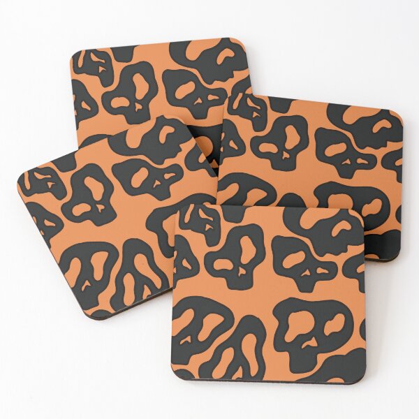 Item preview, Orange and Black Halloween Abstract Skulls designed and sold by sleepyheadedbb.