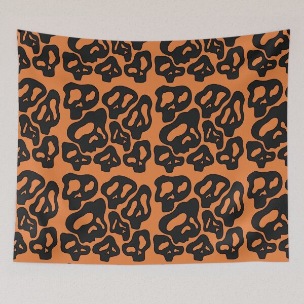 Item preview, Orange and Black Halloween Abstract Skulls designed and sold by sleepyheadedbb.