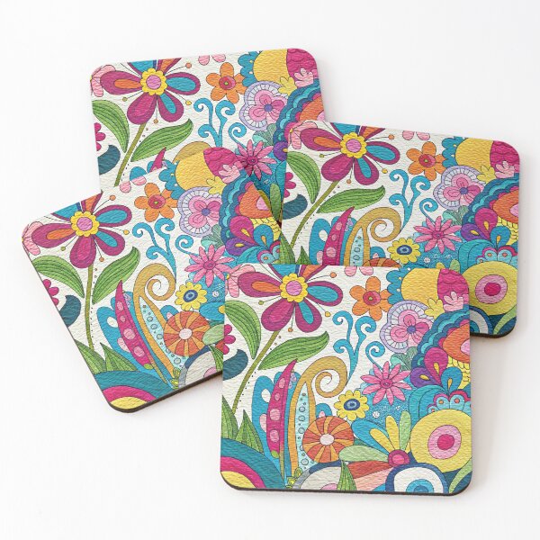 Item preview, Retro 1960's Colorful Vibrant Floral Hippie Art Designs designed and sold by DEC02.
