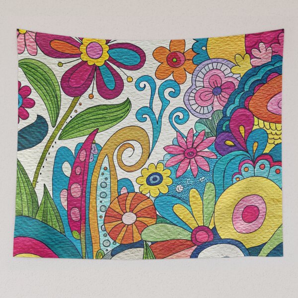 Item preview, Retro 1960's Colorful Vibrant Floral Hippie Art Designs designed and sold by DEC02.