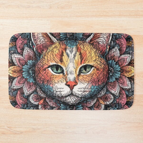Item preview, Ilustración de gato mandala boho | Arte tribal floral de gatos | Diseño animal étnico vintage designed and sold by Anime9122.
