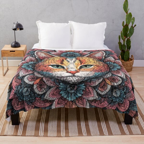 Item preview, Boho Mandala Cat Illustration | Floral Tribal Cat Art | Vintage Ethnic Animal Design designed and sold by Anime9122.