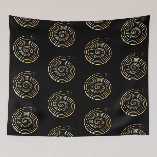 Item preview, Elegant Golden Spiral Minimal Abstract on Black Background designed and sold by TheMarketplaceworld.