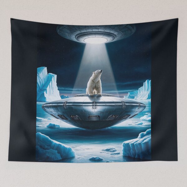 Item preview, Polar bear on a UFO in Antarctica designed and sold by LioTou.