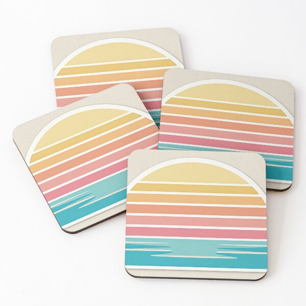Item preview, A simple retro sunrise over a calm ocean, in a 90s aesthetic style. White border for sticker. designed and sold by Yogeshrock.