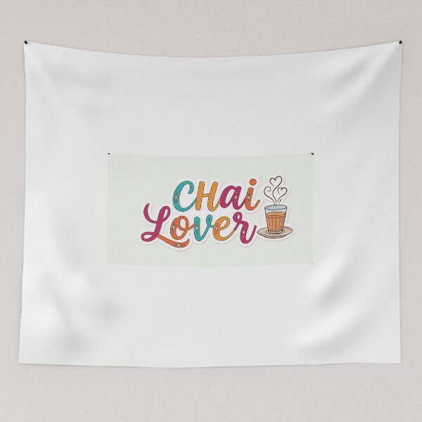 Item preview, The words "CHAI LOVER" in a stylish, hand-drawn font, next to a cute steaming tea glass. White border for sticker. designed and sold by Yogeshrock.