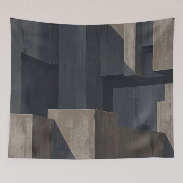 Item preview, Brutalist Geometry in Shadow – Concrete Architectural Abstract Art designed and sold by Printpix.