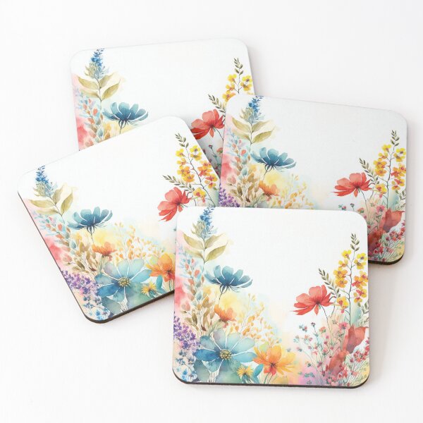 Item preview, Vibrant PASTEL Spring Boho watercolour pastel wildflower garden painting, nature inspired neutral colours floral spring botanical flowers designed and sold by navitalidesign.