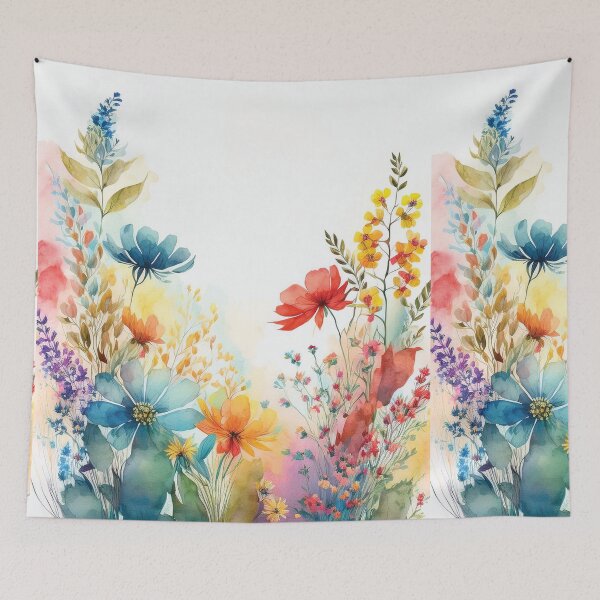 Item preview, Vibrant PASTEL Spring Boho watercolour pastel wildflower garden painting, nature inspired neutral colours floral spring botanical flowers designed and sold by navitalidesign.
