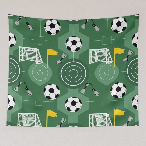 Item preview, Soccer Field Seamless Pattern – Footballs, Goals & Corner Flags designed and sold by Midnight Veil Designs.