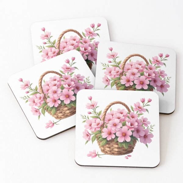 Item preview, Watercolor Basket with Pink Flowers  designed and sold by silviaol.