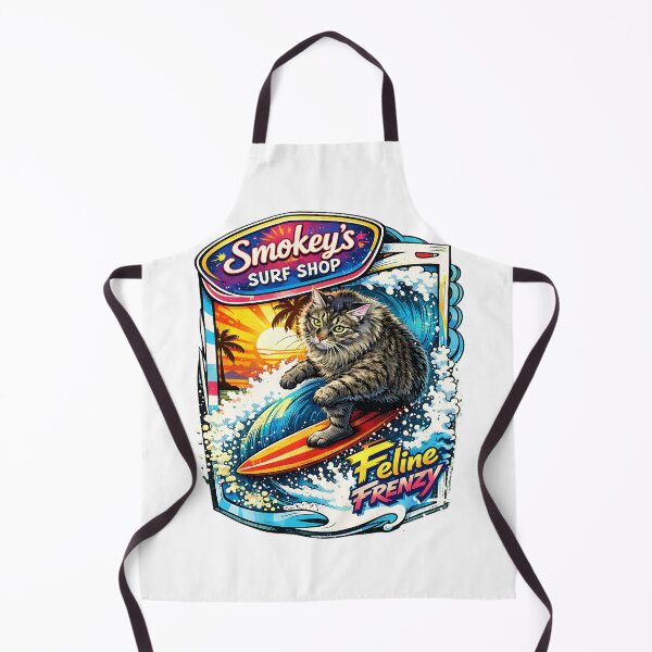 Item preview, Smokey’s Surf Shop 2.0 Cat Surfer Wave Rider Retro Poster Vibrant Coastal Vibes designed and sold by Thread-Riot.