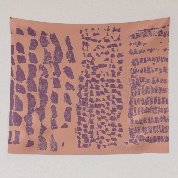 Item preview, Three Grains Textured Monoprint - Coral + Beet designed and sold by Irene Estelle.