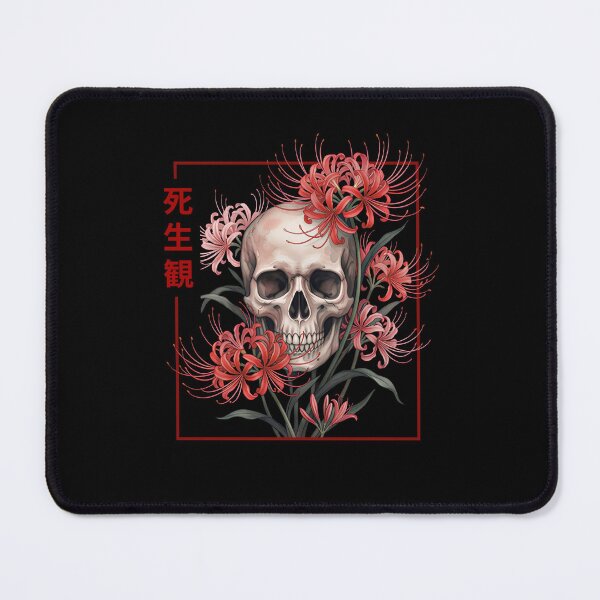 Item preview, Skull and Red Spider Lily Japanese Dark Art designed and sold by LinaValearte.