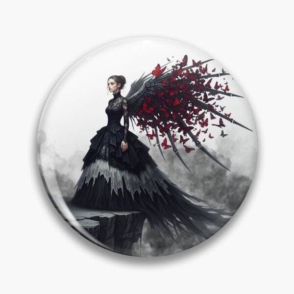 Artikelvorschau, Mechanische Schmetterlingsflügel – Ästhetische Illustration im Stil einer düsteren Gothic-Fantasy-Frau entworfen und verkauft von CrimsonChords.