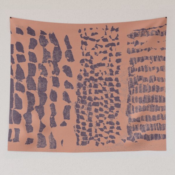 Item preview, Three Grains Textured Monoprint - Coral + Fig designed and sold by Irene Estelle.