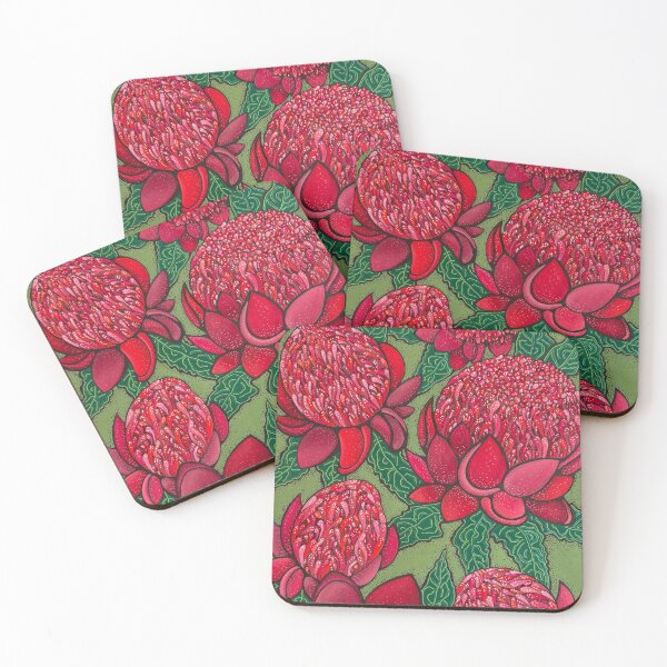 Item preview, Waratah Coaster designed and sold by Seirah Woodward.