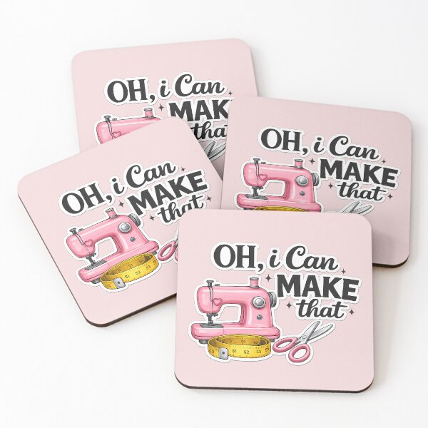 Item preview, Oh I Can Make That Sewing Design – Funny Sewing Quote with Pink Sewing Machine, Scissors & Measuring Tape designed and sold by MarJul.