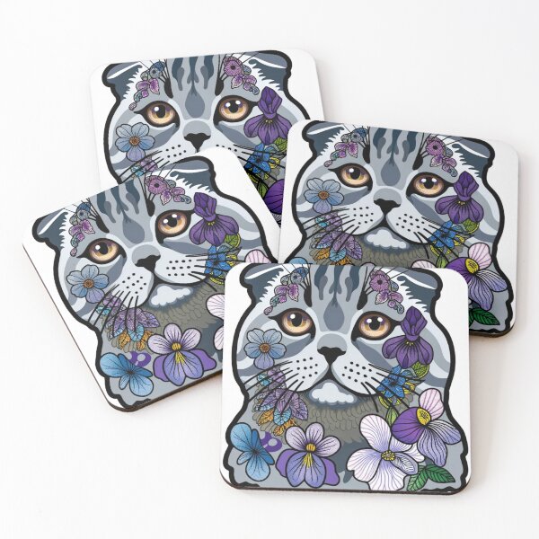 Item preview, Scottish Fold Cat with Flowers – Cute Aesthetic Floral Kitty designed and sold by SimpliVibe.