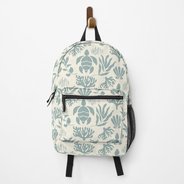 Item preview, Coastal style with sea turtles and flowing seaweed - blue green on cream designed and sold by ahahdodo.