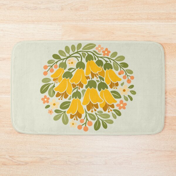 Item preview, Retro Kōwhai Floral Circle – Kiwiana Botanical Art  designed and sold by MvuuStudio.
