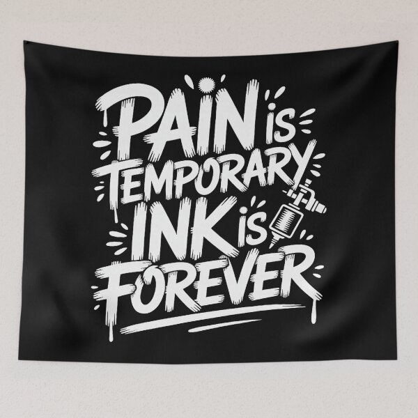 Item preview, Pain is Temporary Ink is Forever Tattoo Humor Lettering designed and sold by Modaozushi216.