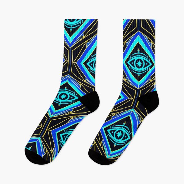 Item preview, All-Seeing Eye Geometric Pattern – Mystical Blue Neon Art designed and sold by Gravitylessarts.