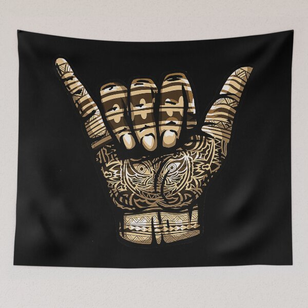 Item preview, Polynesian Shaka Hand Tribal Tattoo Style Island Vibe designed and sold by Modaozushi216.