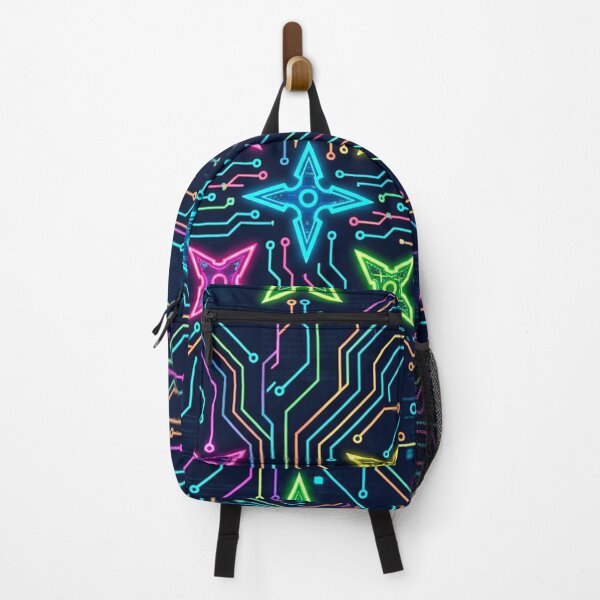 Item preview, Neon Ninja Stars Circuit Board Pattern – Cyberpunk Tech Art designed and sold by Gravitylessarts.
